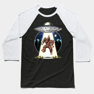 Bigfoot Alien Abduction Baseball T-Shirt